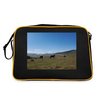 Donkeys, Mountains, Meadows - Retro Bag - black/gold - Back