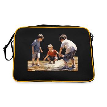 Eine unbeschwerte Kindheit ist ein Geschenk - Retro Tasche - Schwarz/Gold - Hinten