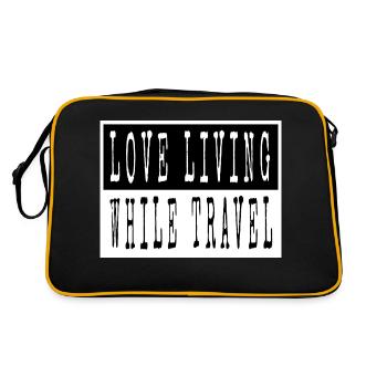 camping funny calligraphic hiking eat sleep travel - Retro Tasche - Schwarz/Gold - Hinten