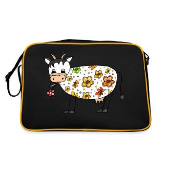 Kuh - Retro Tasche - Schwarz/Gold - Hinten