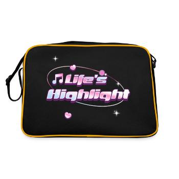 Life's Highlight Cute Kawaii Motivational Love - Retro Tasche - Schwarz/Gold - Hinten