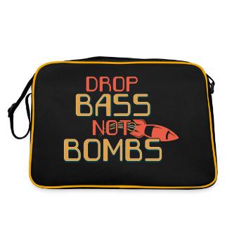 Drop Bass Not Bombs Musikliebhaber Motiv - Retro Tasche - Schwarz/Gold - Hinten