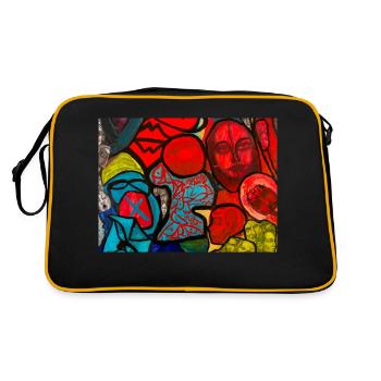 Kunstvolles Design - Retro Tasche - Schwarz/Gold - Hinten