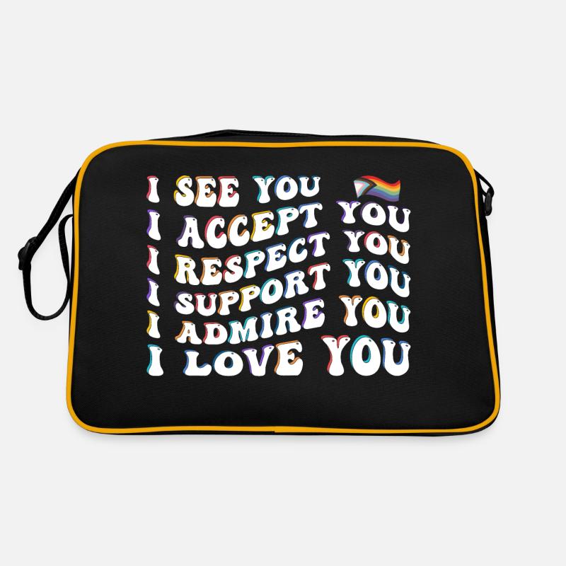 Proud Ally: I Accept, Respect, Support, Admire, Retro Bag