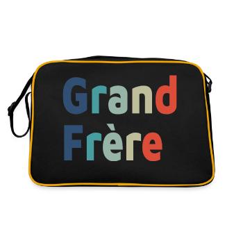 Geburt, großer Bruder, großer Sohn - Retro Tasche - Schwarz/Gold - Hinten