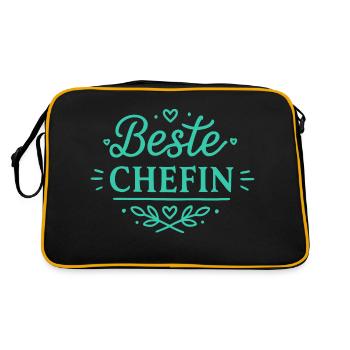 Beste Chefin - Retro Tasche - Schwarz/Gold - Hinten
