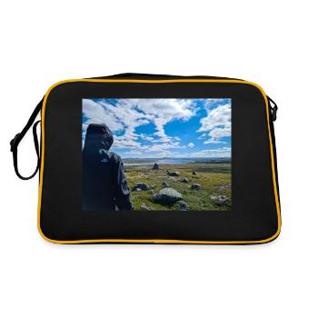 Fernweh - Sehnsucht nach Weite - Retro Tasche - Schwarz/Gold - Hinten