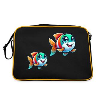 Fische Comic - Retro Tasche - Schwarz/Gold - Hinten