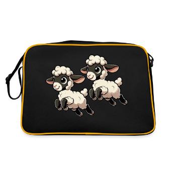 Lambs hopping black and white - Retro Bag - black/gold - Back