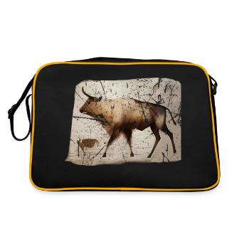 Aurochs primeval cattle cave picture - Retro Bag - black/gold - Back