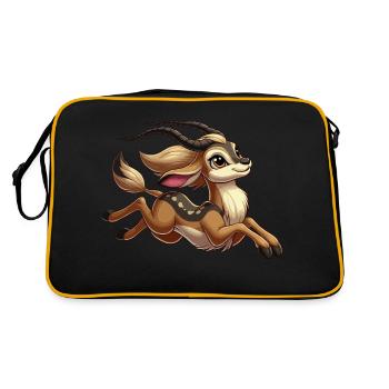 Antilopenmädchen rennt - Retro Tasche - Schwarz/Gold - Hinten