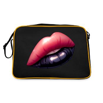 Black lips, mesmerizing charm. - Retro Bag - black/gold - Back