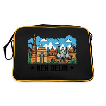 New Delhi Skyline - Retro Bag - black/gold - Back