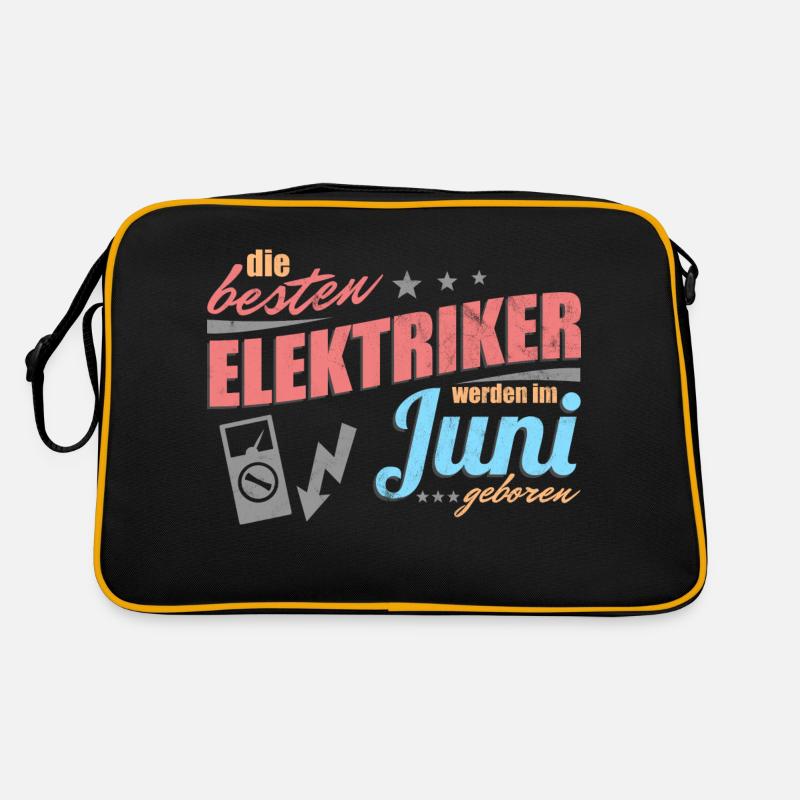 Elektriker Geburtstag Juni - Retro Tasche - Schwarz/Gold