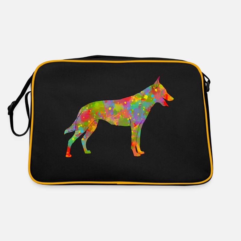 Belgischer Schäfer Malinois Multicolor - Retro Tasche - Schwarz/Gold