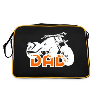 Biker DAD White/Orange Motorcycle - Retro Tasche - Schwarz/Gold - Hinten
