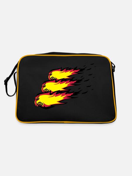 Fire flame fireball formation agro - Retro Bag - black/gold - Back
