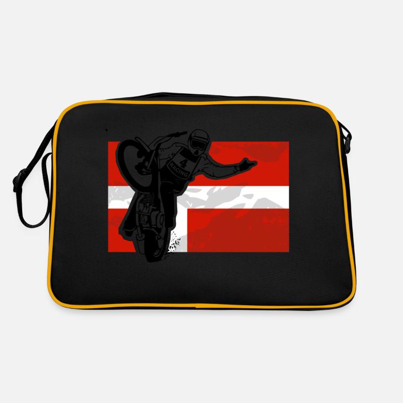 Speedway - Denmark Flag - Retro Tasche - Schwarz/Gold