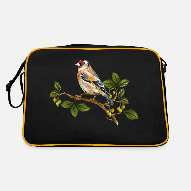 Bunte Vogel - Retro Tasche - Schwarz/Gold