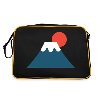 Mount Fuji Japan cheap aesthetic drawing trip - Retro Bag - black/gold - Back