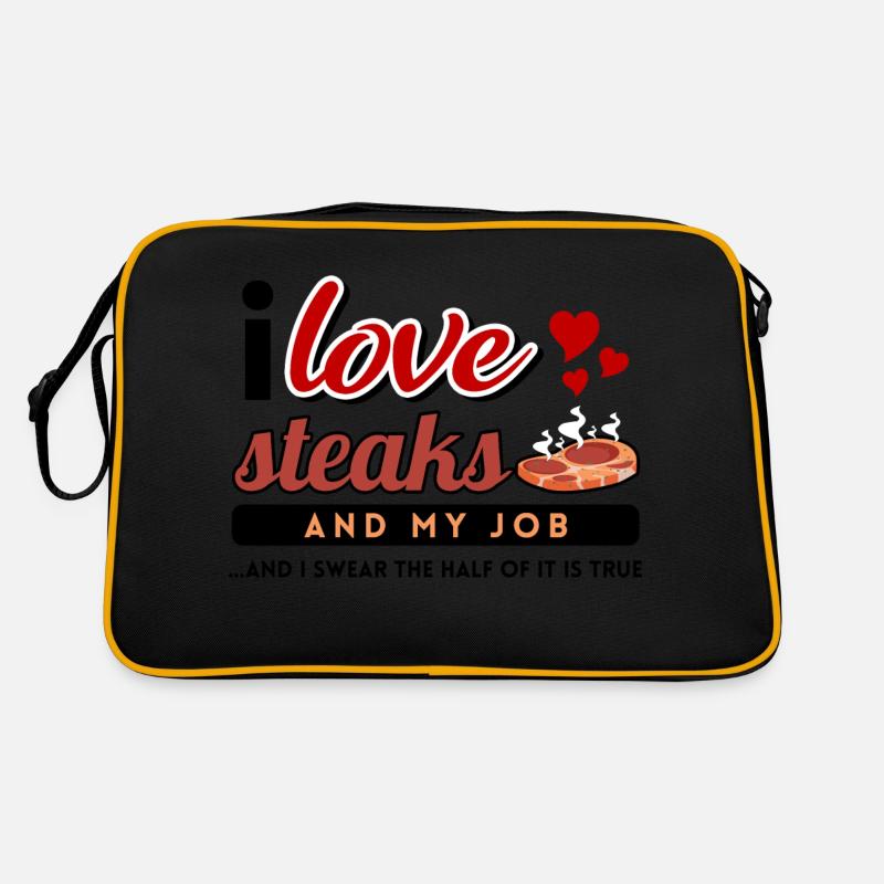 steak work barbecue saying food artisan net Retro Bag