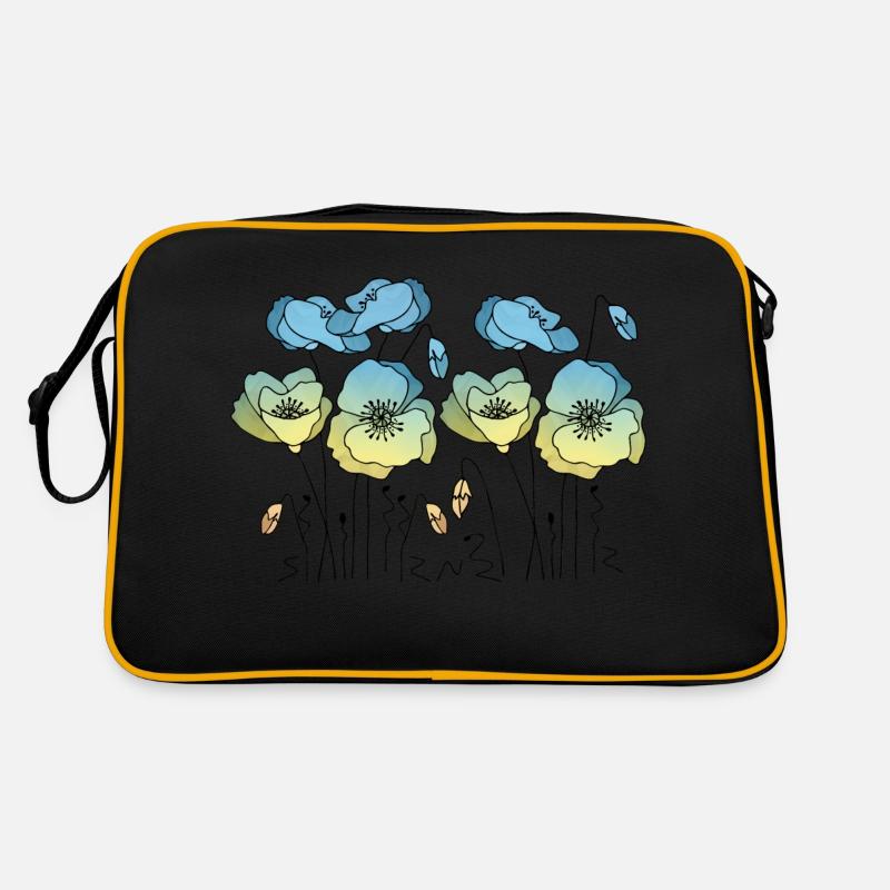 Blumen - Retro Tasche - Schwarz/Gold