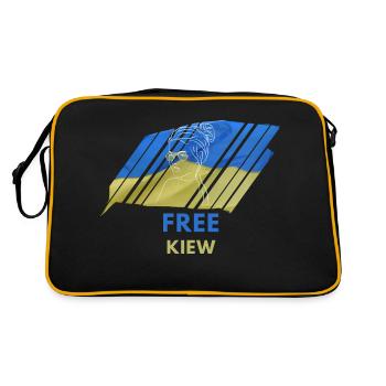 Free Kiew T-Shirt Ukraine Flagge Frau Geschenk UA - Retro Tasche - Schwarz/Gold - Hinten