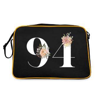 Blumen zum 94-jährigen Jubiläum (Geschenk von 94 Jahren) - Retro Tasche - Schwarz/Gold - Hinten