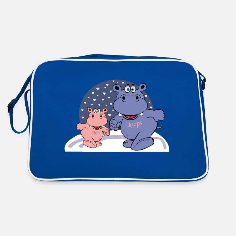deux hippopotames dans la neige avec des cœurs Sac Retro