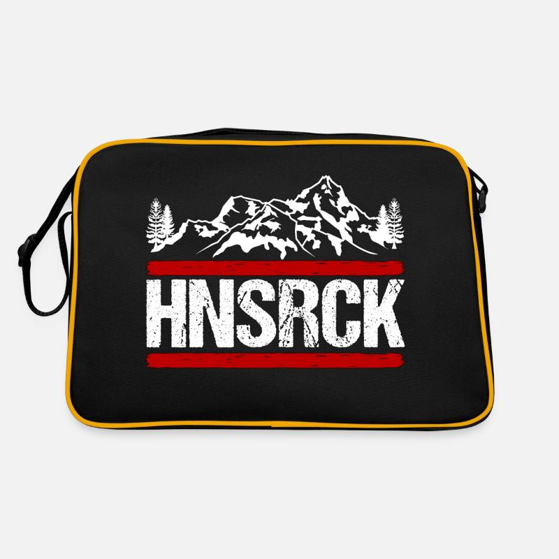 Hunsrück Wanderung wandern Geschenk - Retro Tasche - Schwarz/Gold