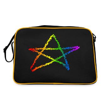 Pentagram rainbow colors gothic goth occult - Retro Bag - black/gold - Back