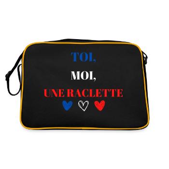 Tee-shirt raclette | Cadeau de noël original - Sac Retro - noir/or - Dos