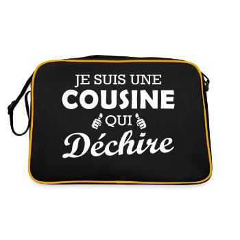 cousine qui déchire / humour cousine - Sac Retro - noir/or - Dos