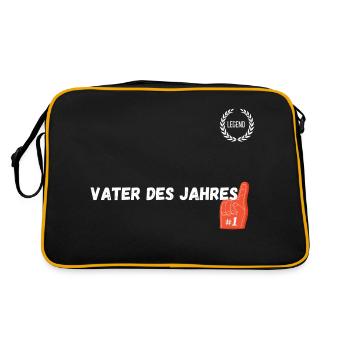 Vater des Jahres - Retro Tasche - Schwarz/Gold - Hinten