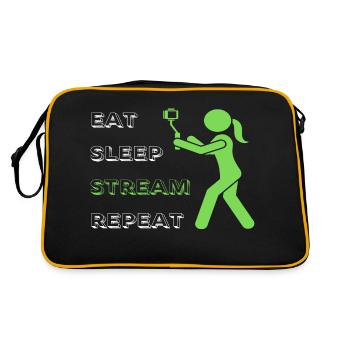 Eat Sleep Stream Repeat - Retro Bag - black/gold - Back