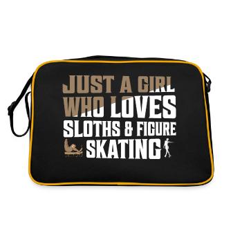 Just A Girl Who Loves Sloths & Figure Skating Ice - Retro Tasche - Schwarz/Gold - Hinten