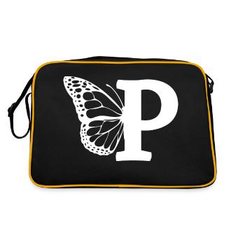 letter P butterfly - Retro Bag - black/gold - Back