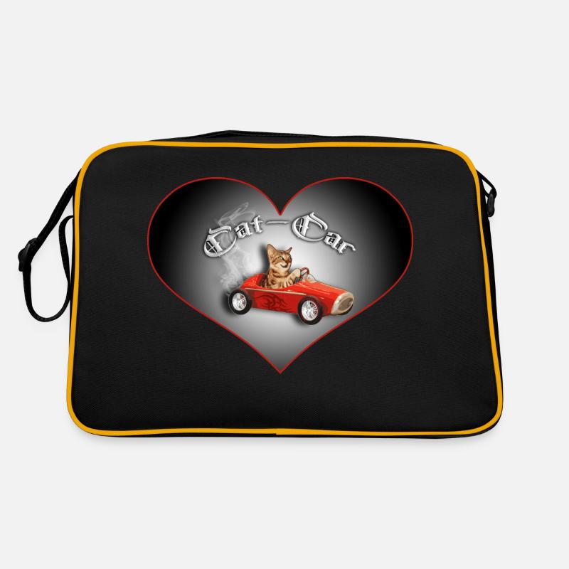 cat car - Retro Tasche - Schwarz/Gold