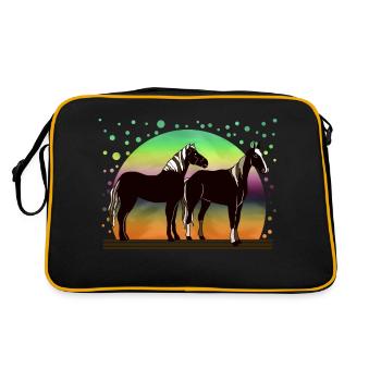 Pferde - Retro Tasche - Schwarz/Gold - Hinten