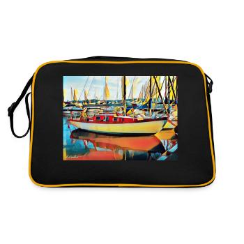 Sailboat at the pontoon - Retro Bag - black/gold - Back