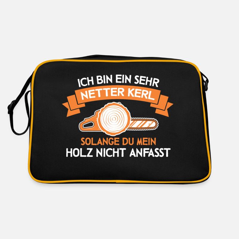 Bin ein netter Kerl Holz Waldarbeiter Forstwirt Retro Tasche