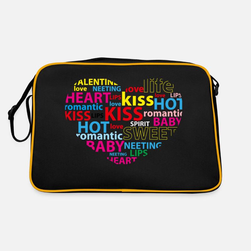 Liebe im Herzen - Retro Tasche - Schwarz/Gold