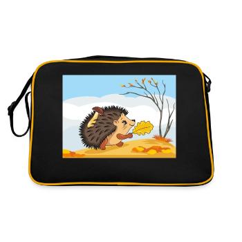 Niedlicher wandelnder Igel - Retro Tasche - Schwarz/Gold - Hinten