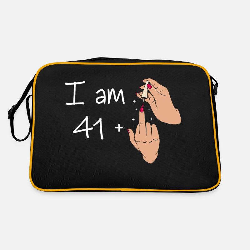 Ich bin 41 + 1 Mittelfinger Hemd Ich bin 41 plus, Retro Tasche