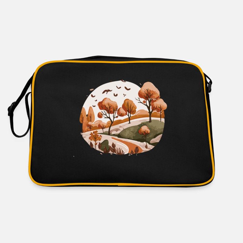 Gemütliche Landschaft (Herbstkollektion #4) - Retro Tasche - Schwarz/Gold