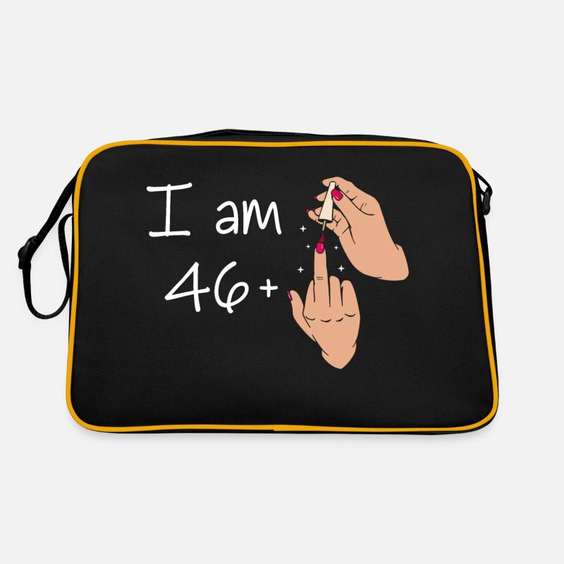Ich bin 46 + 1 Mittelfinger-Shirt, ich bin 46 plus, Retro Tasche