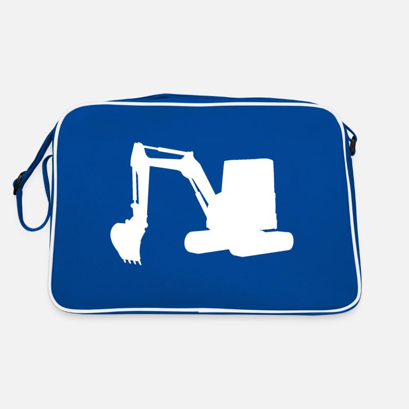 Excavator Excavator White Earthmoving Civil Engineering Construction Site Retro Bag