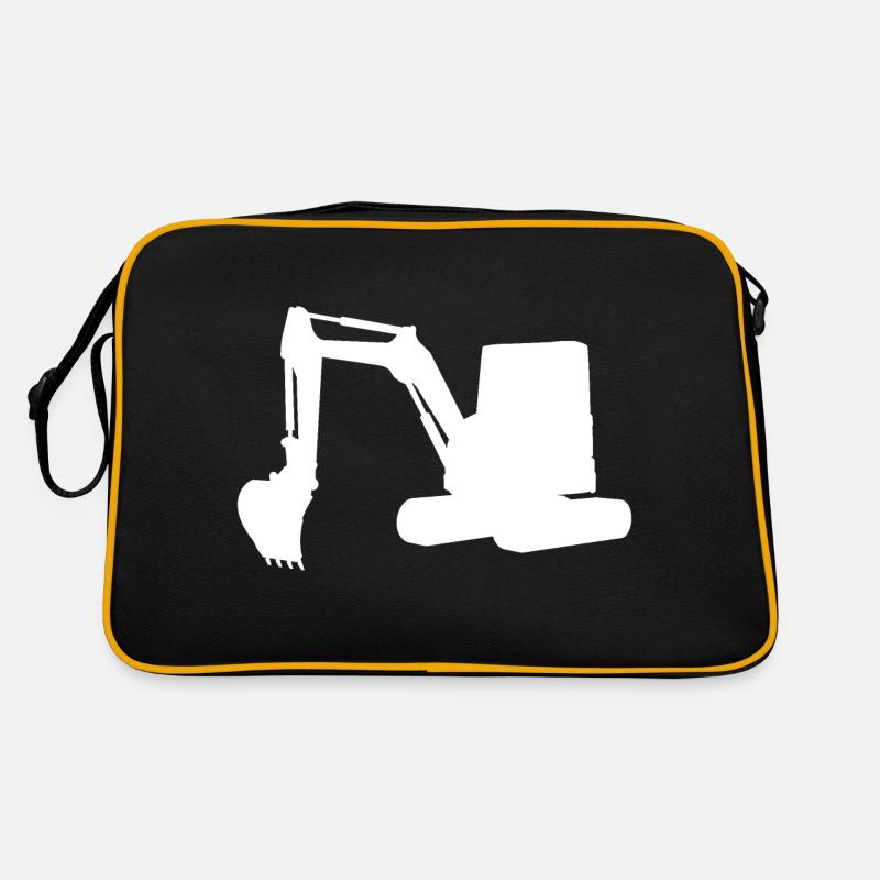 Excavator Excavator White Earthmoving Civil Engineering Construction Site Retro Bag