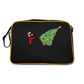 Drôle de chat noir poussant l’arbre de Noël sur le chat - Sac Retro - noir/or - Dos