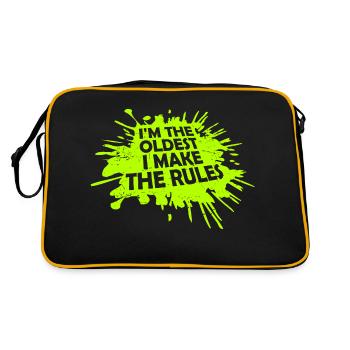 I'm The Oldest I Make The Rules Geschwister Witz - Retro Tasche - Schwarz/Gold - Hinten